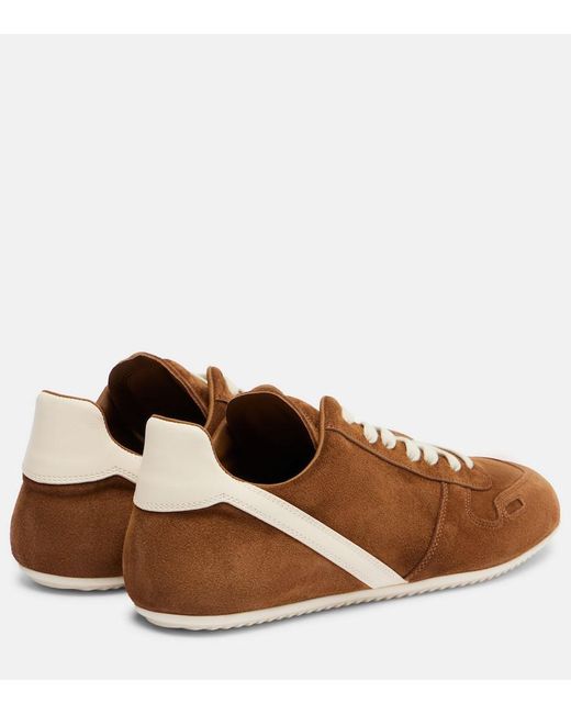Rick Owens Brown Minimal Suede Sneakers