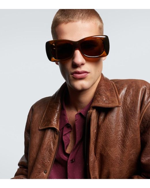 Saint Laurent Brown Sl 901 Howl Oversized Sunglasses for men