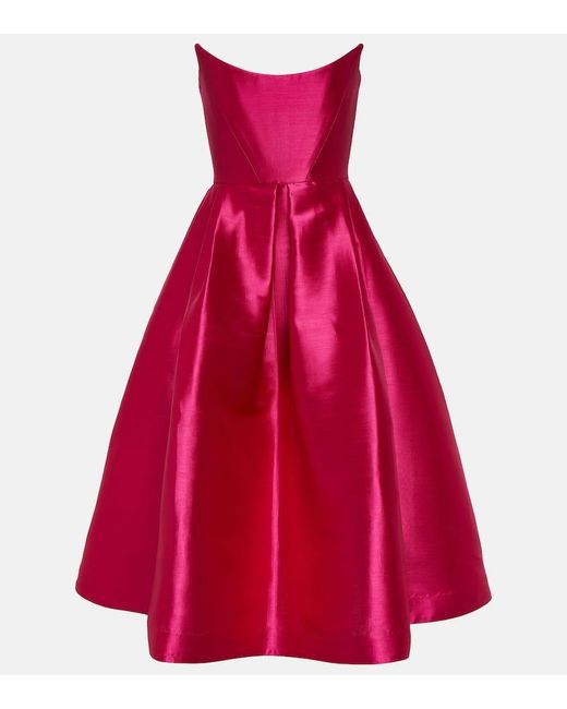 Alex Perry Red Strapless Midi Dress