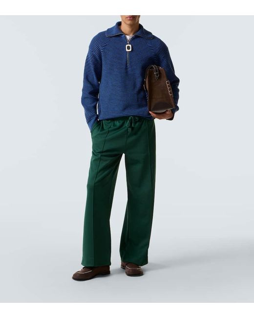 J.W. Anderson Blue Striped Half-Zip Sweater for men