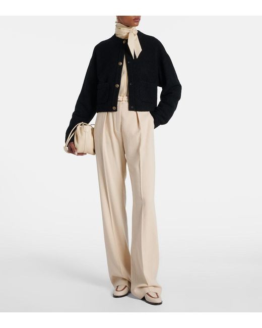 Loro Piana Black Cropped Cotton And Silk Cardigan