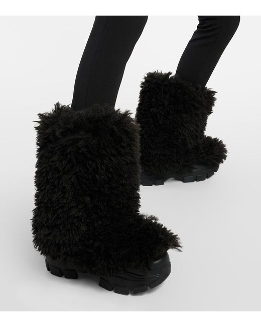 Goldbergh Black Bushy Faux Fur Snow Boots