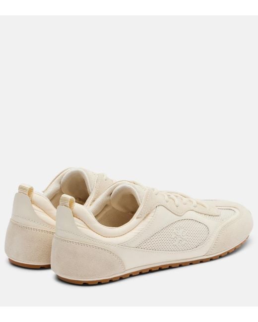 Tory Burch White Field Suede And Leather-Trimmed Sneakers