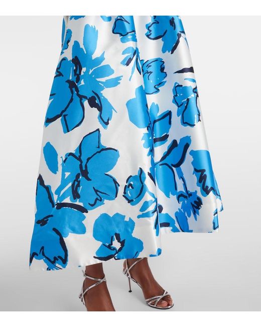 Rebecca Vallance Blue Sapphira Belted Floral Midi Dress
