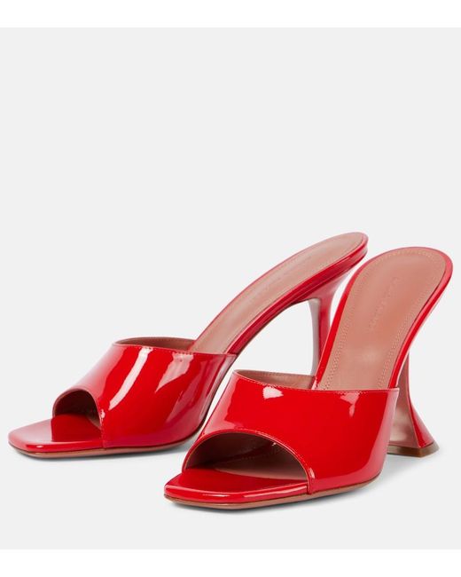 AMINA MUADDI Red Lupita 70 Patent Leather Mules