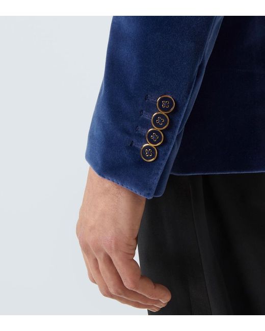 Dolce & Gabbana Blue Cotton Velvet Blazer for men