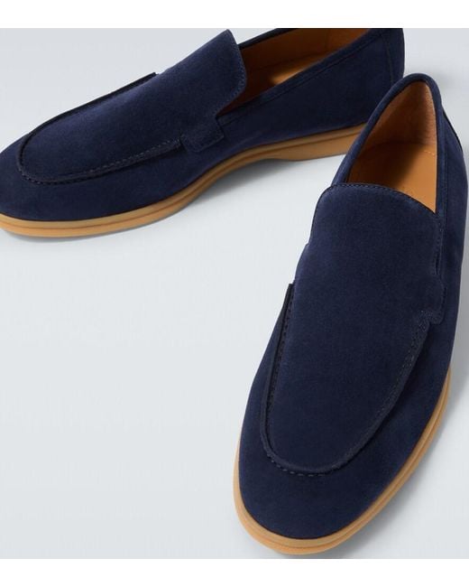 Eleventy Blue Suede Loafers for men