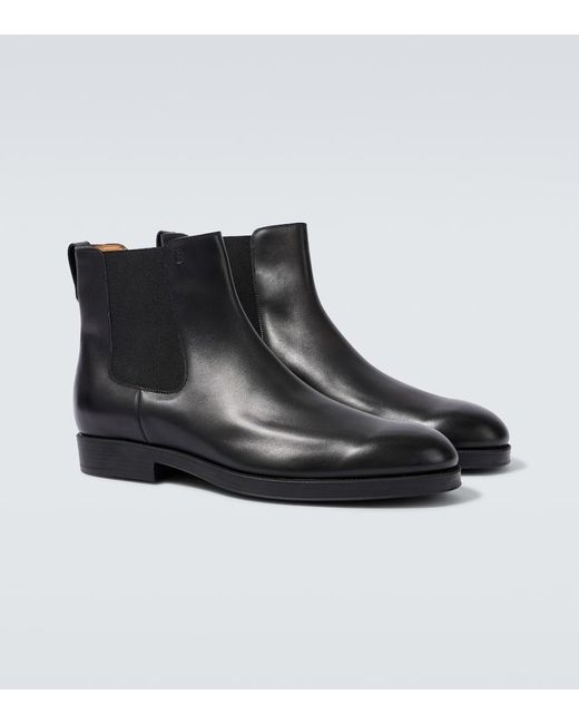 Tod's Black Leather Chelsea Boots for men
