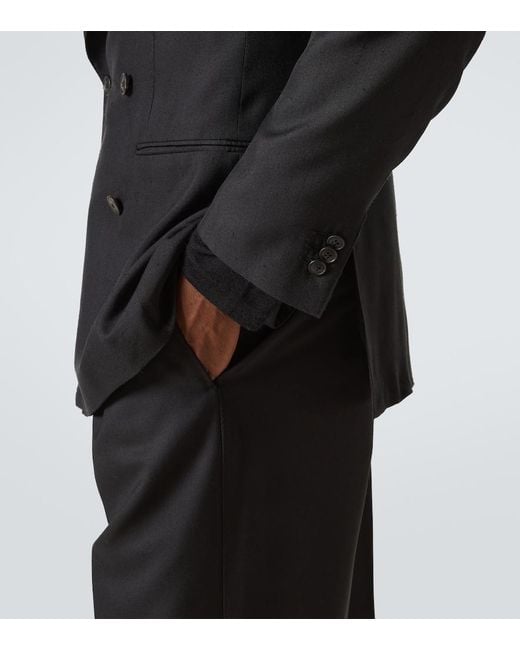 Saman Amel Blue Double-Breasted Silk Blazer for men