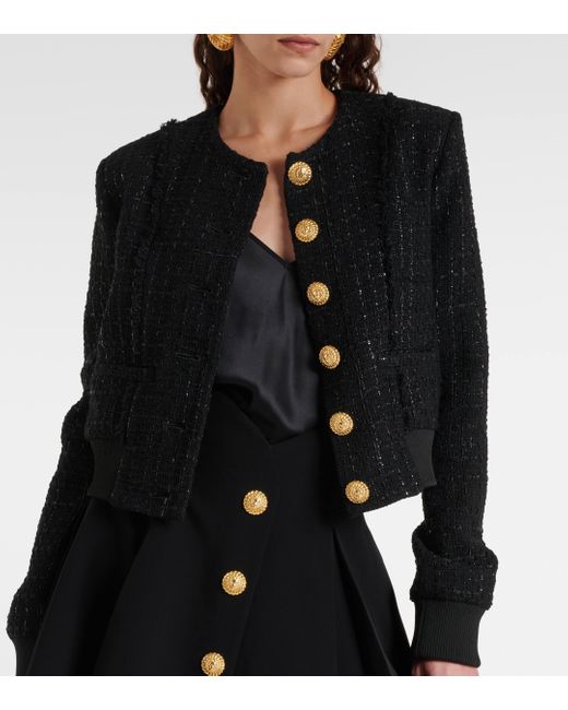 Balmain Black Tweed And Lame Jacket