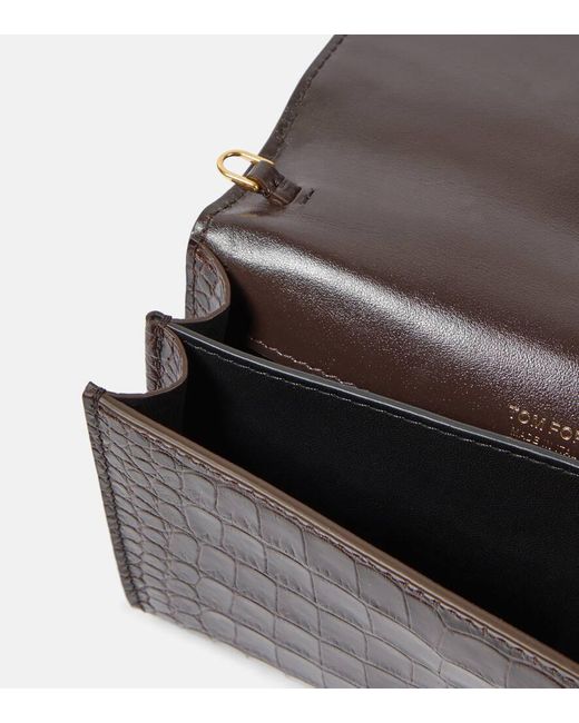 Tom Ford Brown Whitney Mini Croc-effect Leather Shoulder Bag