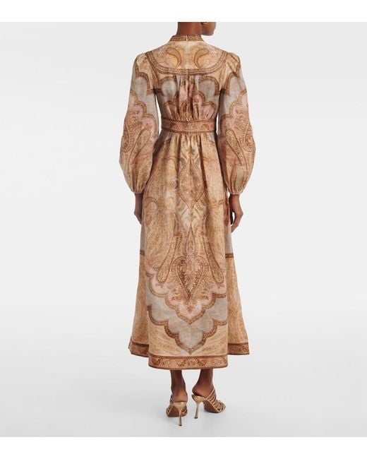 Zimmermann Natural Wanderlust Linen Midi Dress