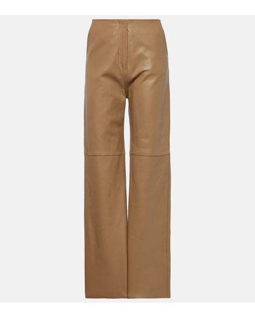 Totême  Natural High-rise Leather Straight Pants