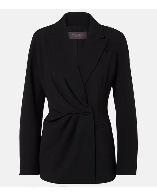 Max Mara Black Draped Cady Wrap Jacket