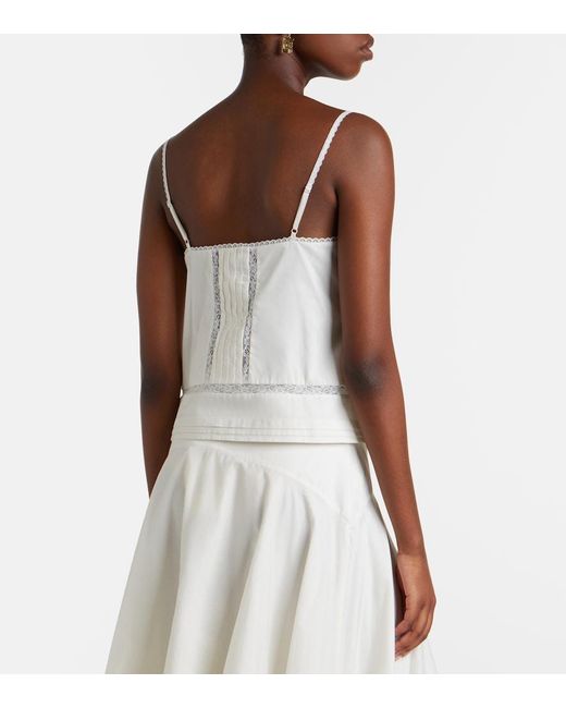 Staud White Corinna Embroidered Cotton Voile Top