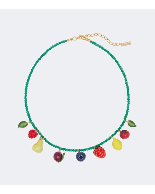 Jennifer Behr Blue Fruita Embellished Charm Necklace