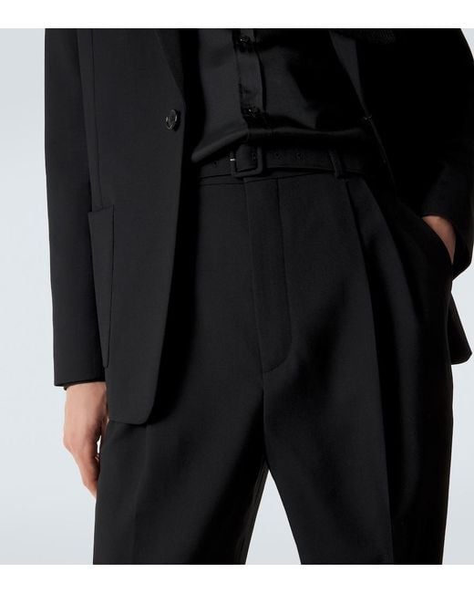 Saint Laurent Black Wool Gabardine Straight Pants for men