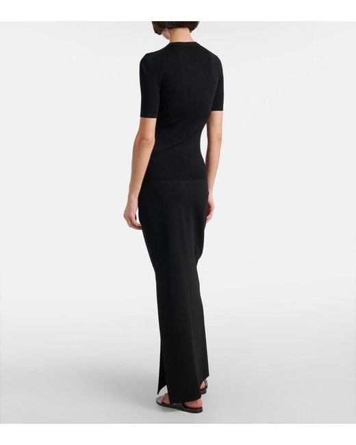 Khaite Black Celina Ribbed-Knit Wool-Blend Top