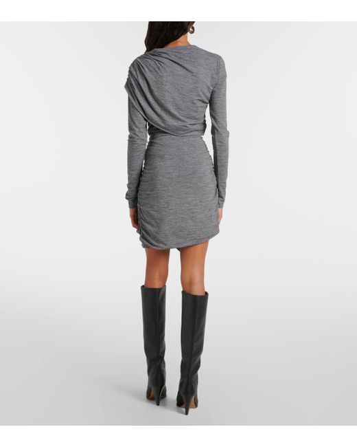 Isabel Marant Gray Draped Wool-Blend Jersey Mini Skirt