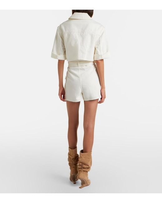 Balmain White Belted Denim Romper