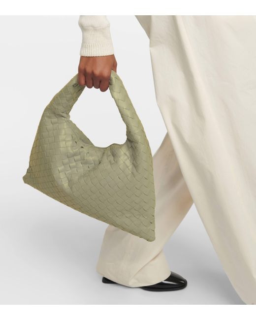 Sac Hop Small en cuir Bottega Veneta en coloris Metallic