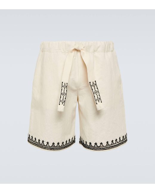 Alanui White Akasha Embroidered Cotton-blend Shorts for men