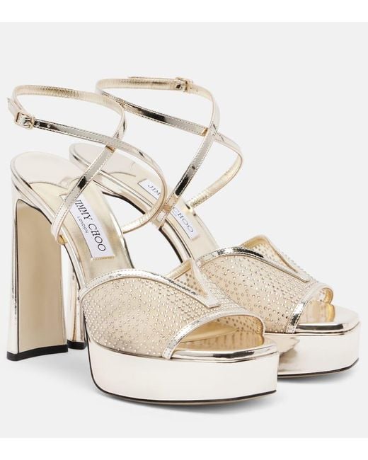 Sandales Karli 125 A Plateau En Cuir Jimmy Choo en coloris Metallic