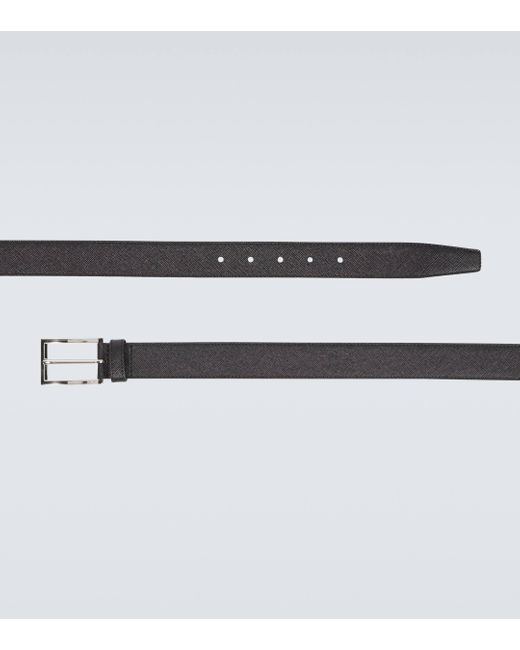 Prada Black Logo Saffiano Leather Belt for men
