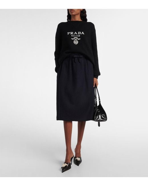 Prada Black Logo Wool And Cashmere Sweater