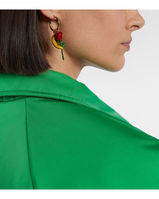 Prada Red Embellished Enamel Hoop Earrings
