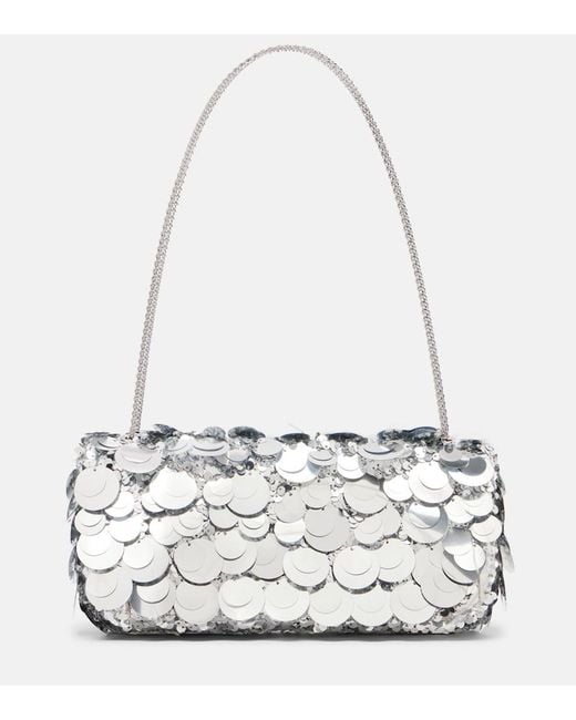 Rabanne White Sparkle Sequined Shoulder Bag