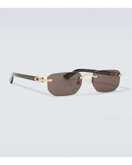 Cartier Brown Signature C Rectangular Sunglasses for men