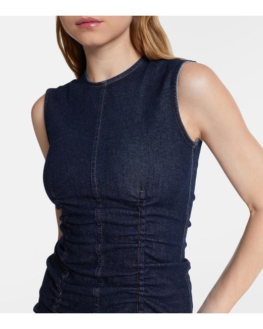 Sportmax Blue Voto Ruched Denim Midi Dress
