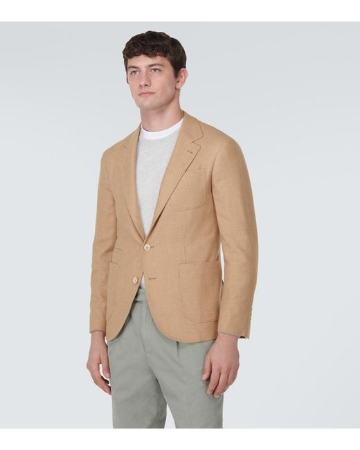 Brunello Cucinelli Natural Wool, Cashmere, And Silk Twill Blazer for men