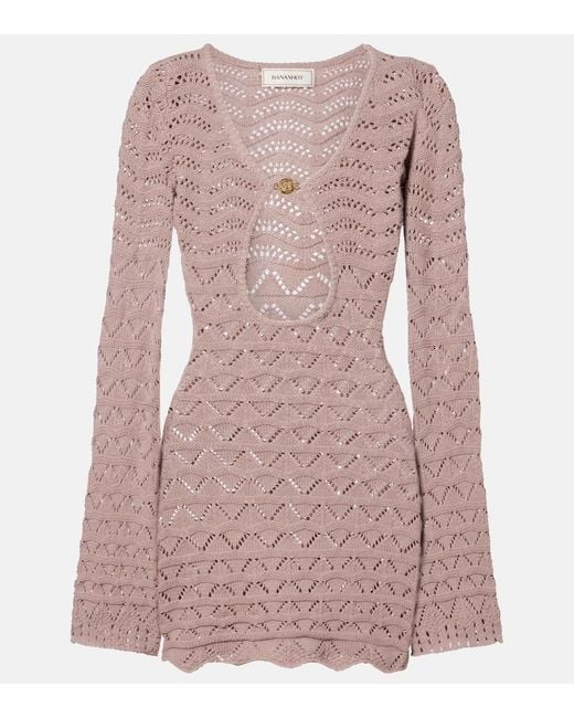 Bananhot Pink Rey Knitted Cotton-Blend Minidress