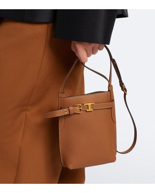 Tod's Brown T Timeless Leather Phone Pouch