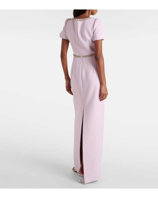 Self-Portrait Pink Crystal-Embellished Crepe Gown