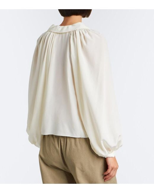 FRAME White Gala Silk Georgette Blouse