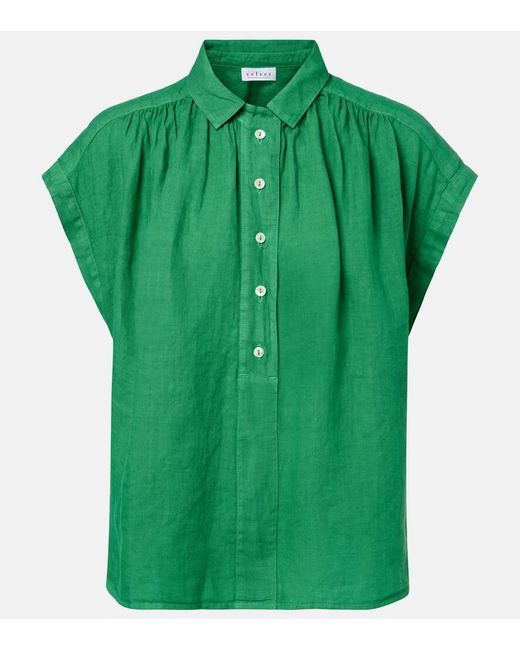 Velvet Green Elowen Linen Top