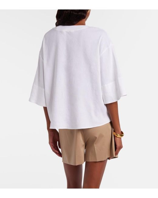Max Mara White Sospiro Linen-Blend Top