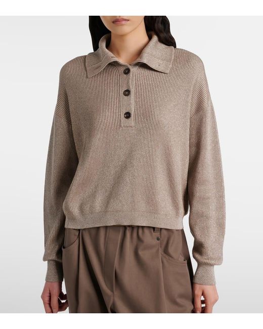 Brunello Cucinelli Natural Polopullover Aus Einem Baumwollgemisch