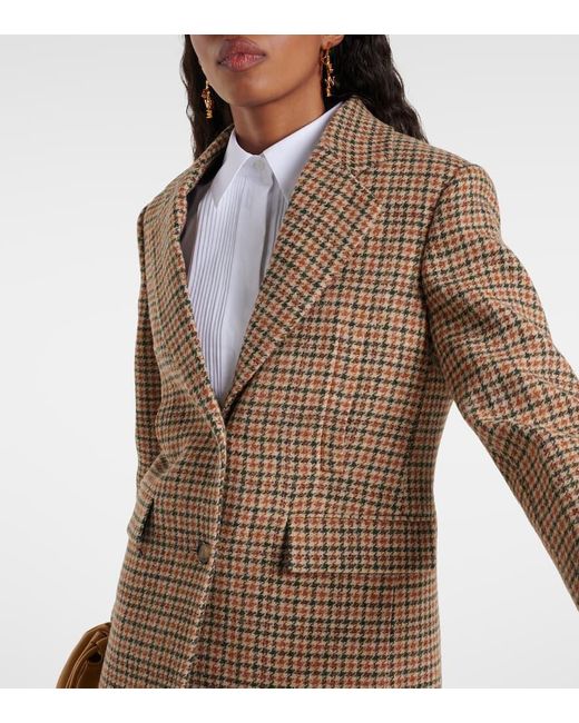 Loewe Brown Houndstooth Wool Tweed Blazer