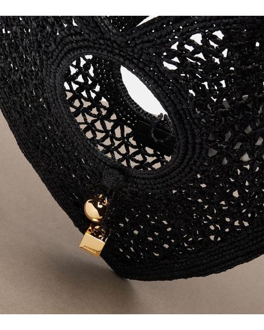 Jacquemus Black Spiaggia Coeur Small Raffia Top-Handle Bag