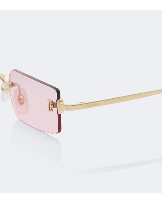 Cartier Pink Eckige Sonnenbrille C De Cartier