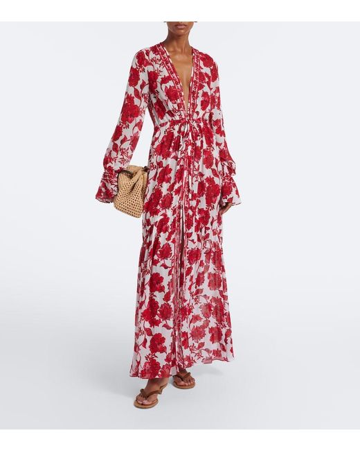 Alexandra Miro Red Clementine Floral Maxi Dress