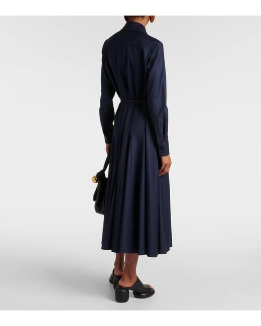 Emilia Wickstead Blue Vy And Black Marione Belted-waist Wool Midi Dress