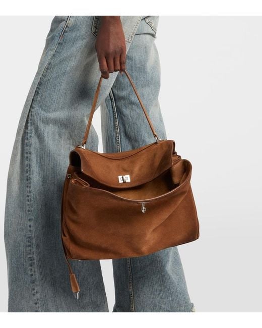 Balenciaga Brown Rodeo Medium Suede Tote Bag