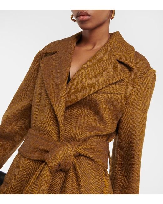 Victoria Beckham Brown Wool-Blend Coat
