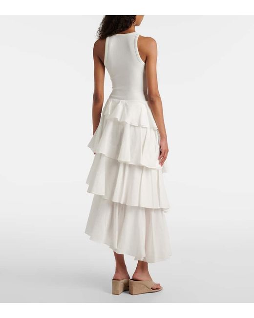Alaïa White Maxirock Aus Baumwolle Und Leinen