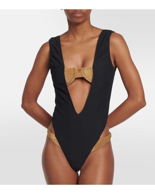SAME Black V Double Layer Swimsuit